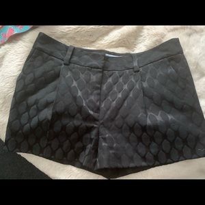 DVF Size 4 Black Shorts with pattern- satin look
